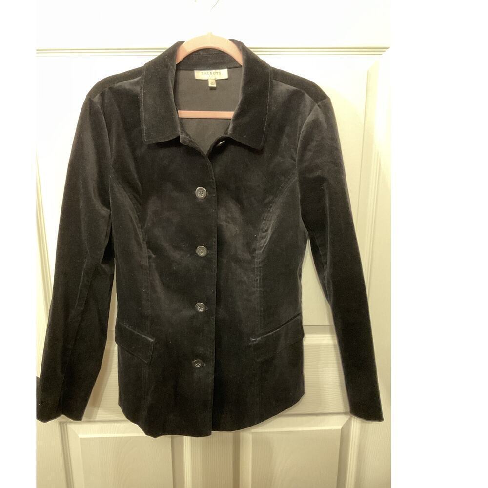 NWT Vintage Talbots Black Velvet Buttoned Blazer, sz 14